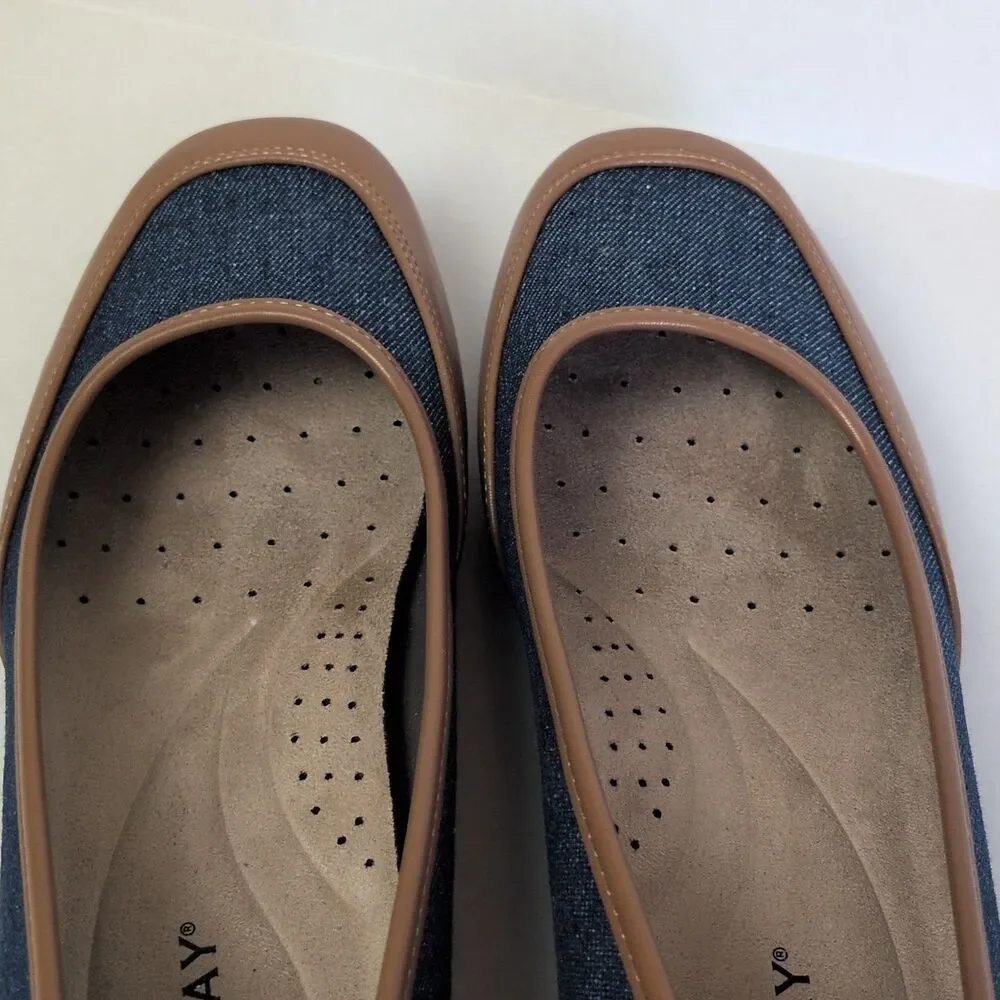 ARRAY Cascade Women's 8.5 Slip On Flats Support Jean Material Brown Tan